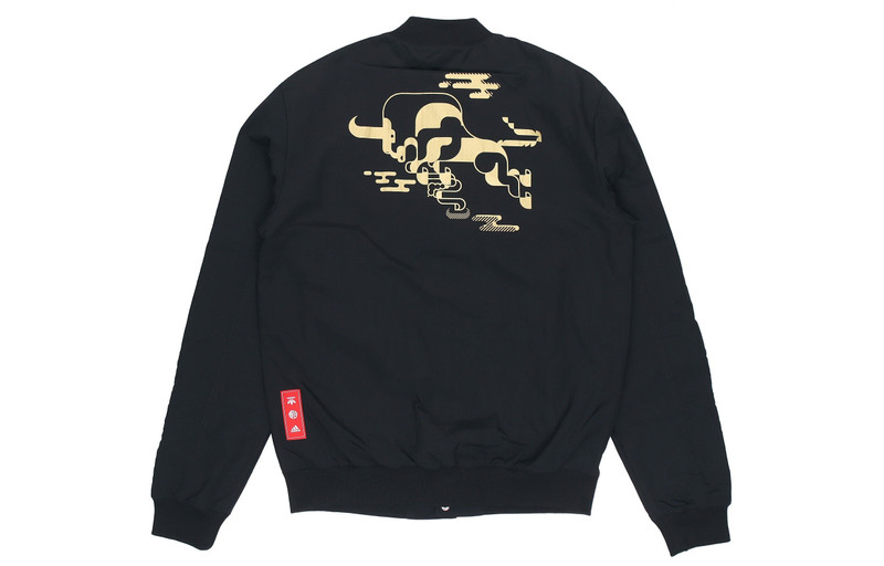 adidas adidas Mufc Cny Bomber Series Soccer/Football Sports Printing aviator Jacket Black GU6960 outlook