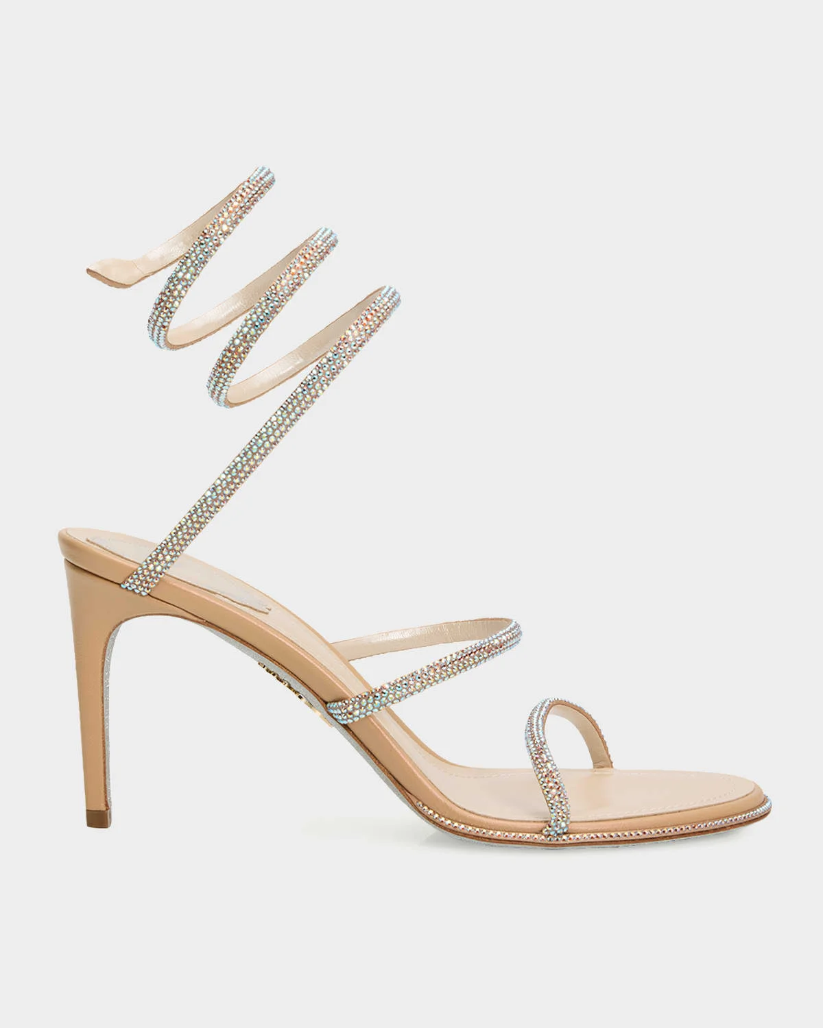 80mm Cleo Embellished Leather Snake-Wrap Sandals - 1