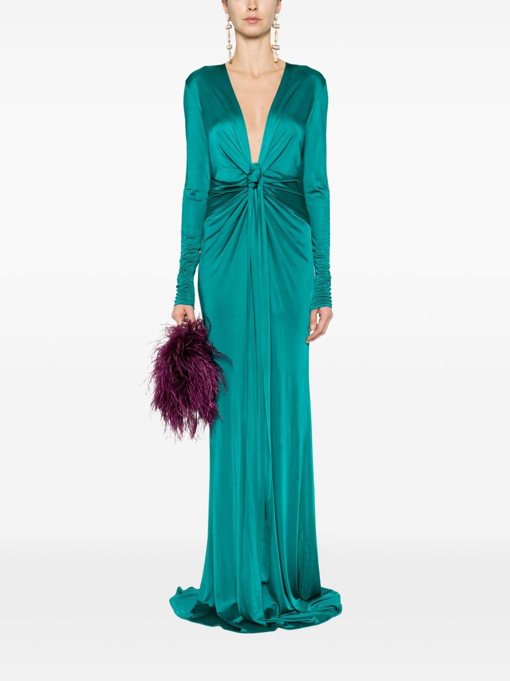 plunging concealedV-neck gown - 2