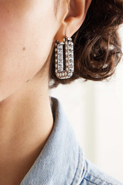 Amina Muaddi Charlotte silver-tone crystal hoop earrings outlook
