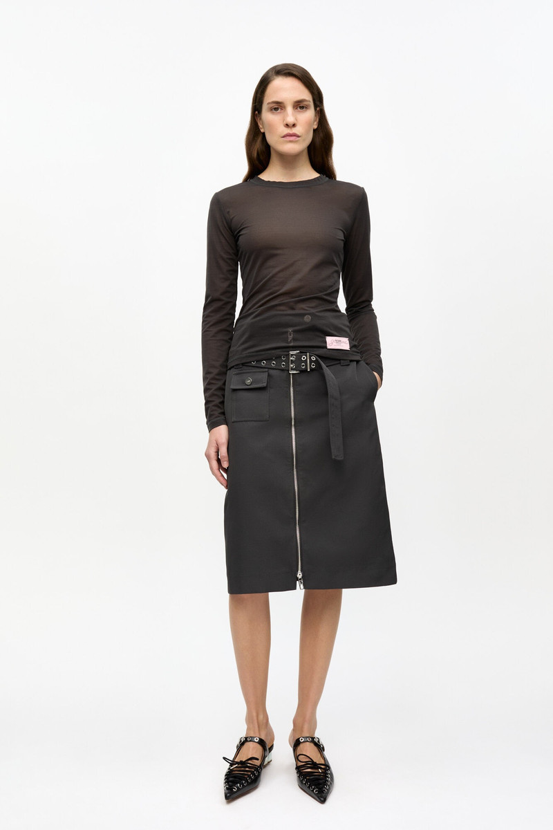 GANNI BLACK HEAVY TWILL MIDI SKIRT outlook