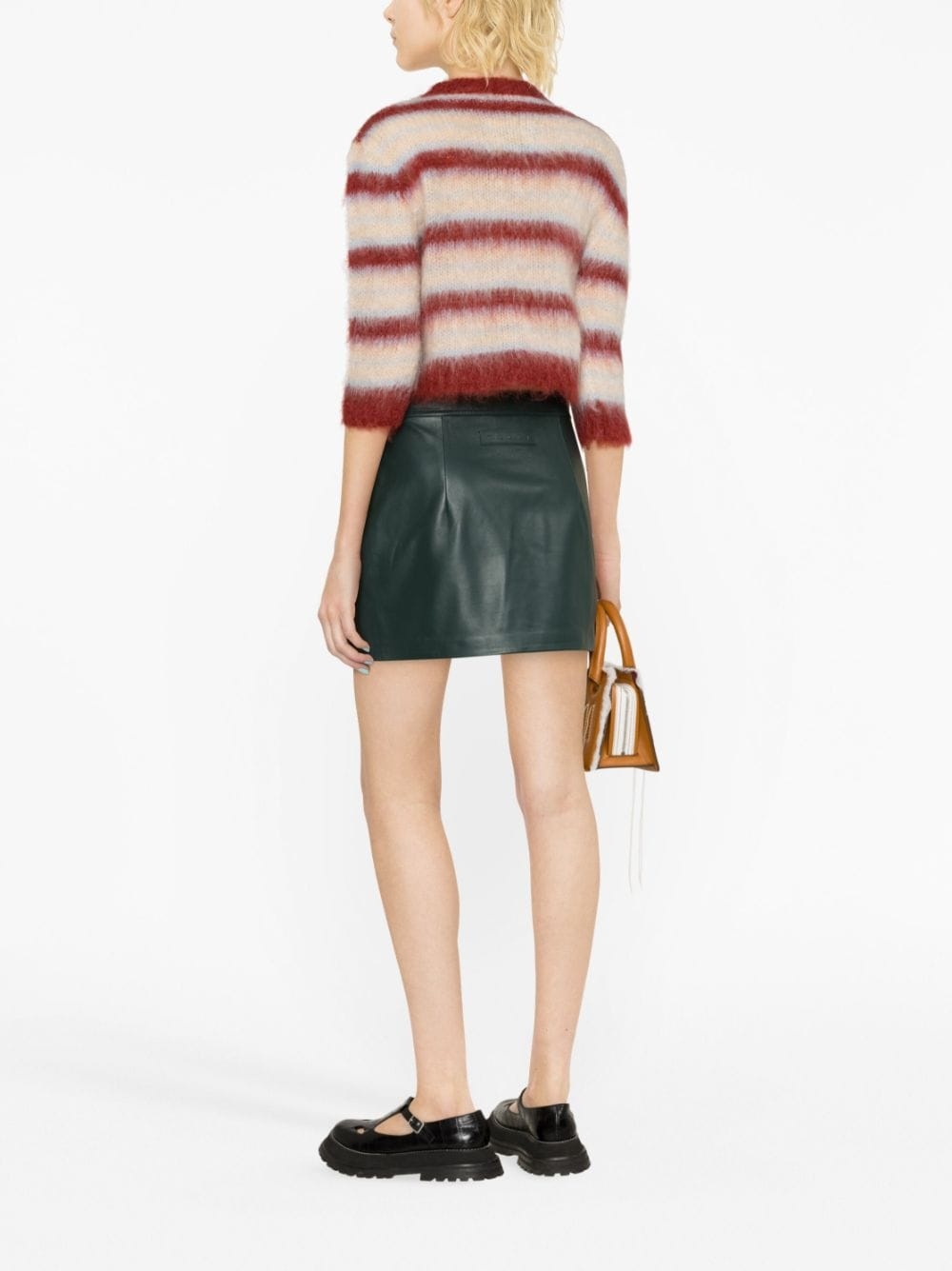 high-waist mini leather skirt - 3