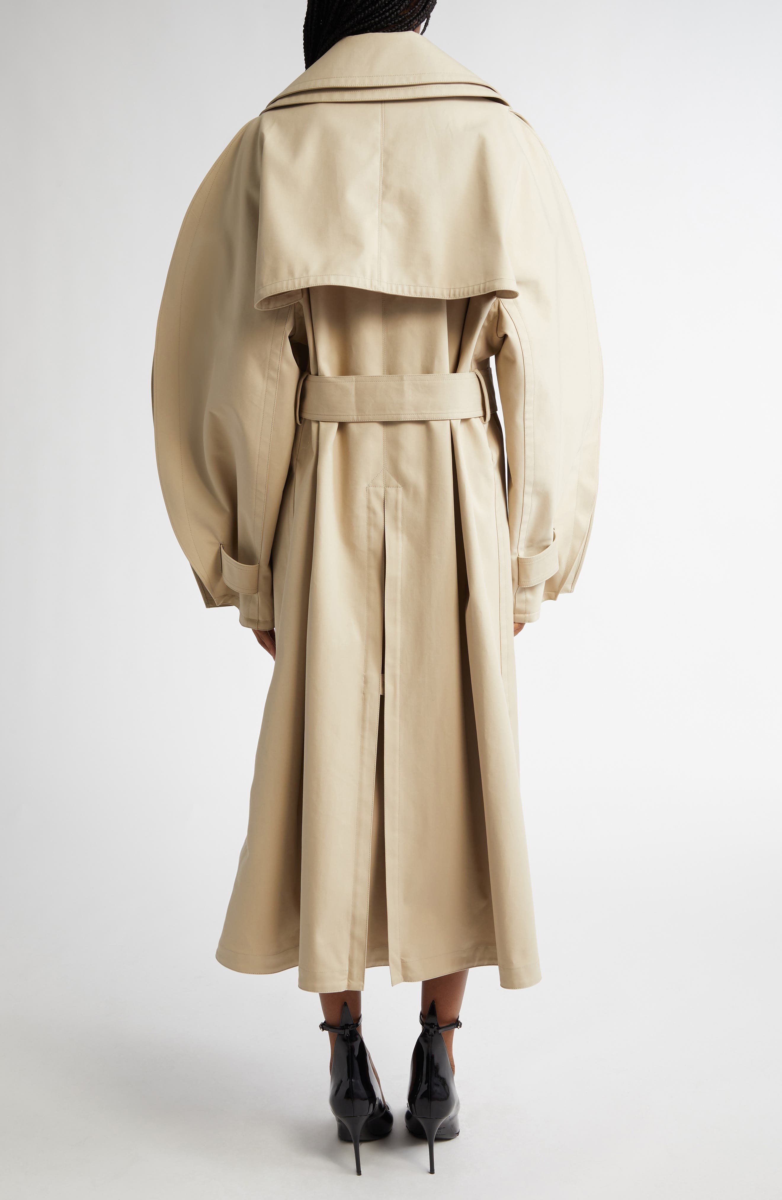 Alaïa Split Sleeve Belted Trench Coat in Beige at Nordstrom - 3