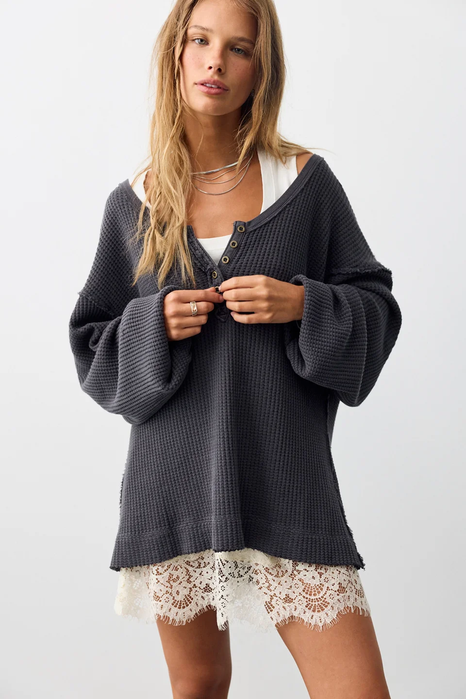 We The Free Montreal Oversized Thermal Henley - 1