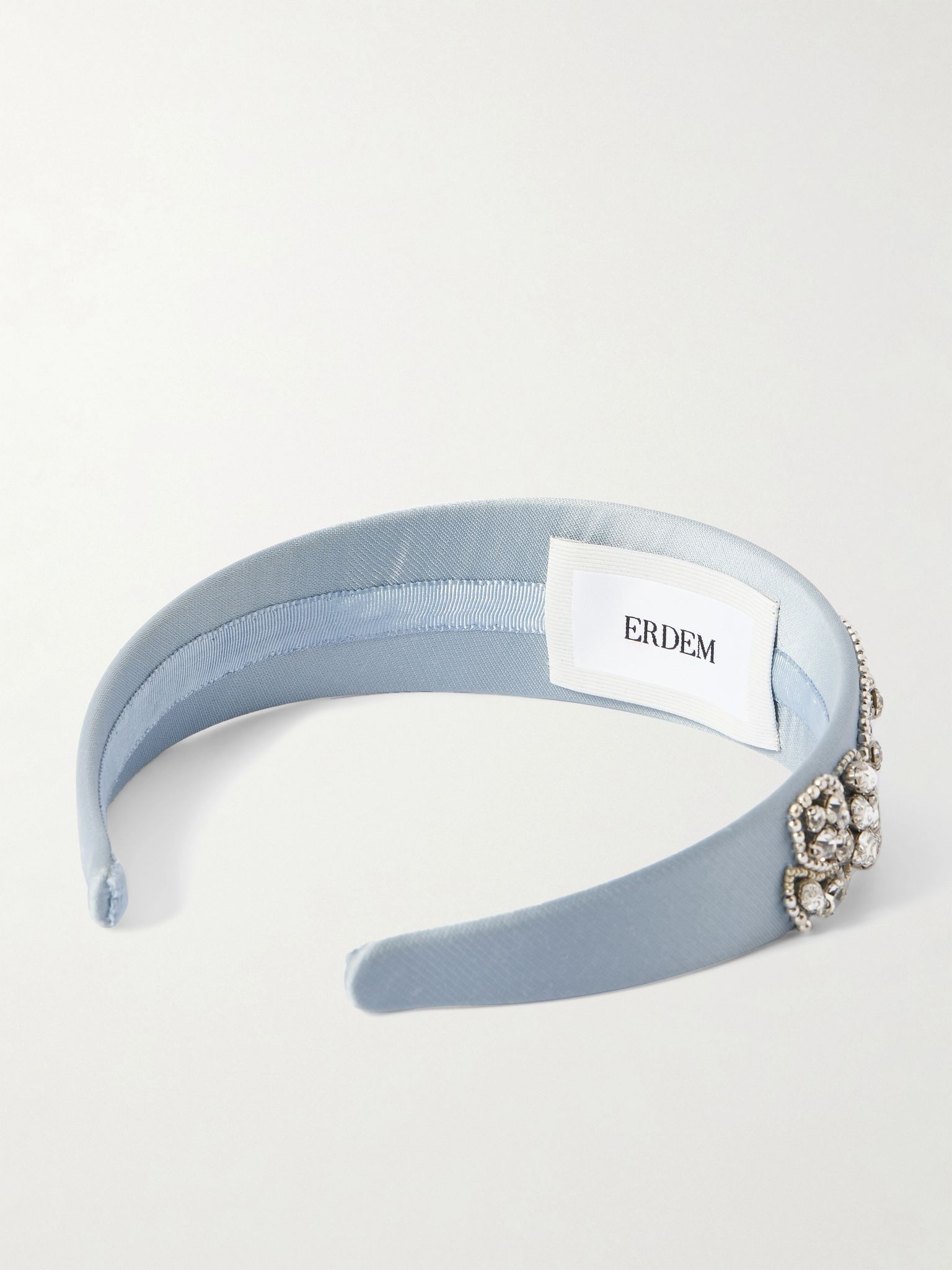 Crystal-embellished satin headband Sky blue - 3