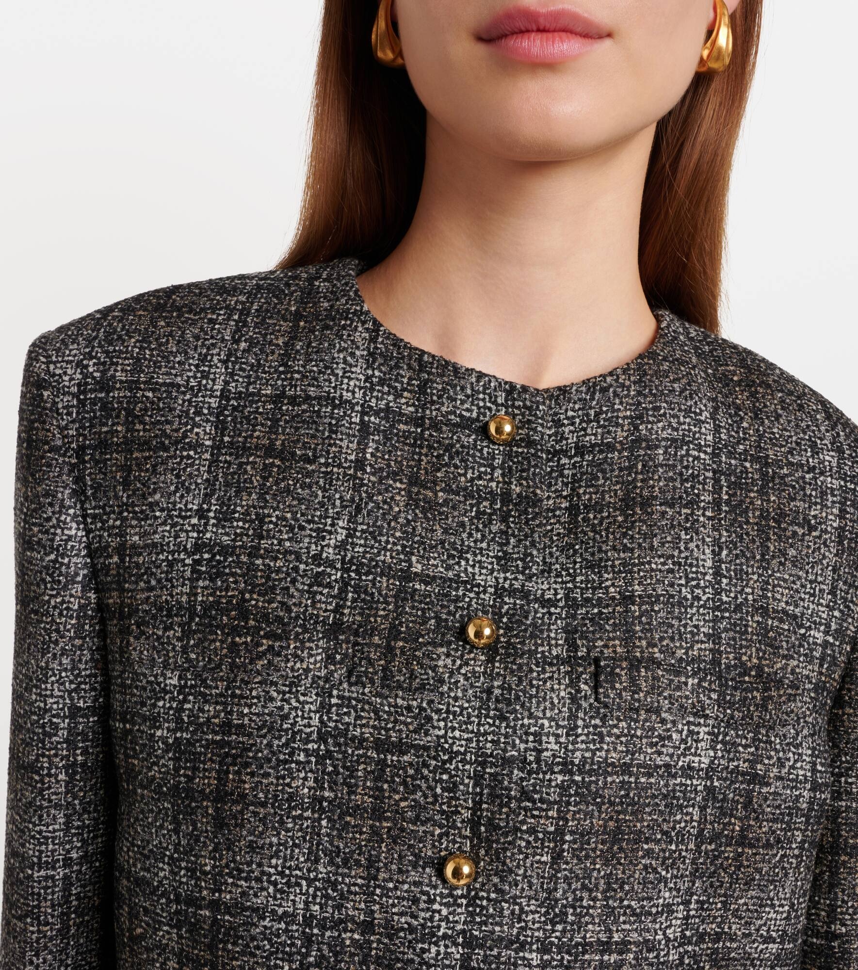 Lulua Shamo checked cropped wool-blend jacket - 6