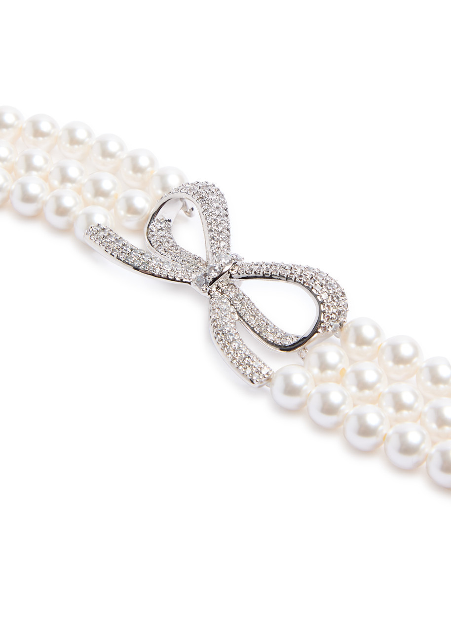 Self-portrait Faux-pearl and bow Choker - 4