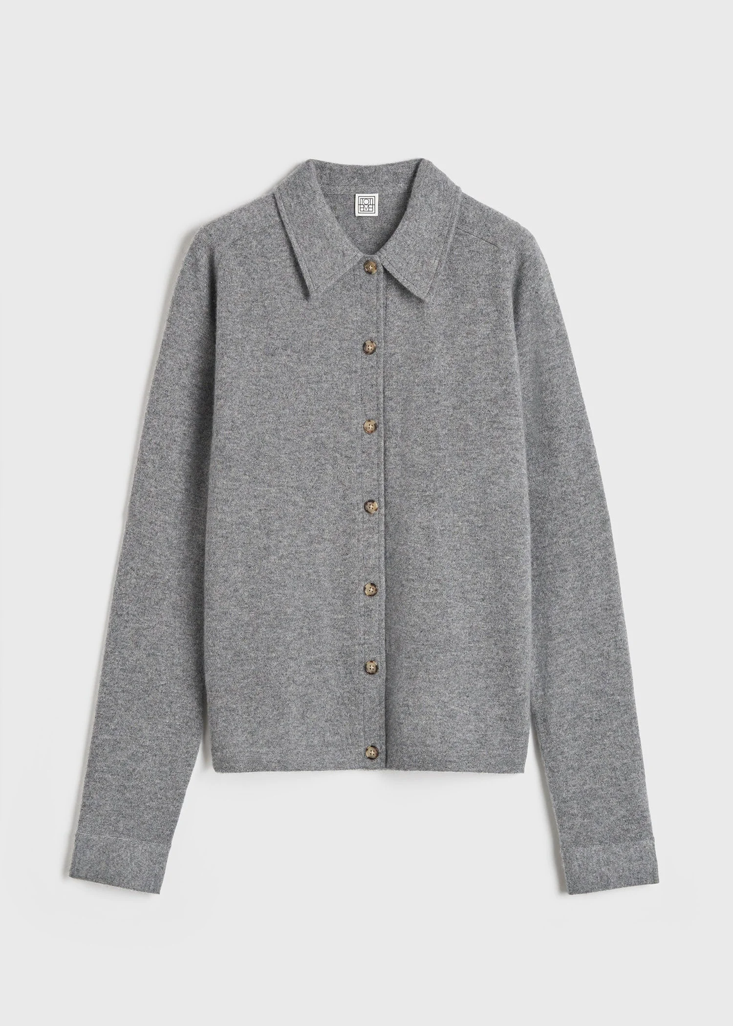 Raglan-sleeve cashmere cardigan grey melange - 1