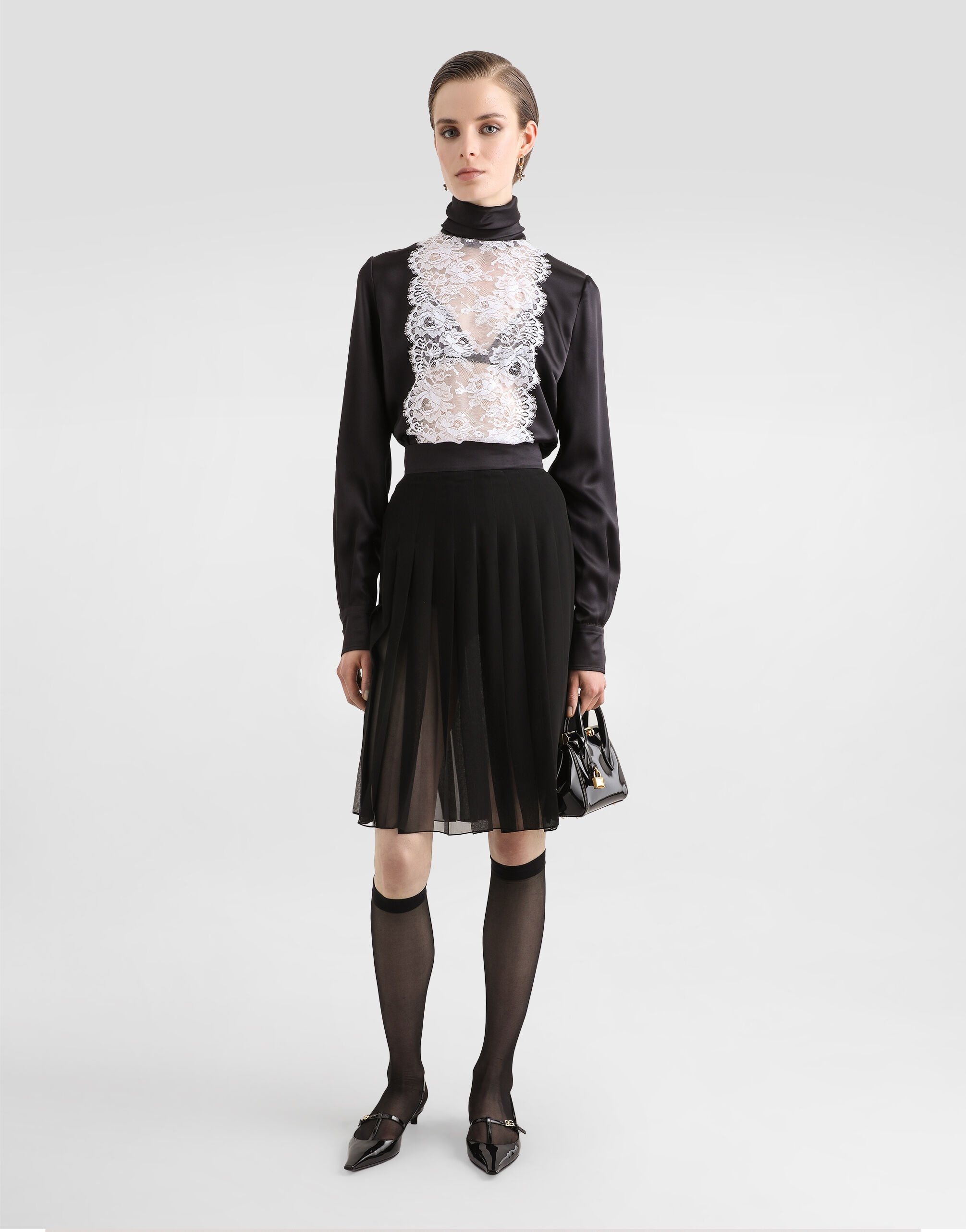 Pleated chiffon midi circle skirt - 2