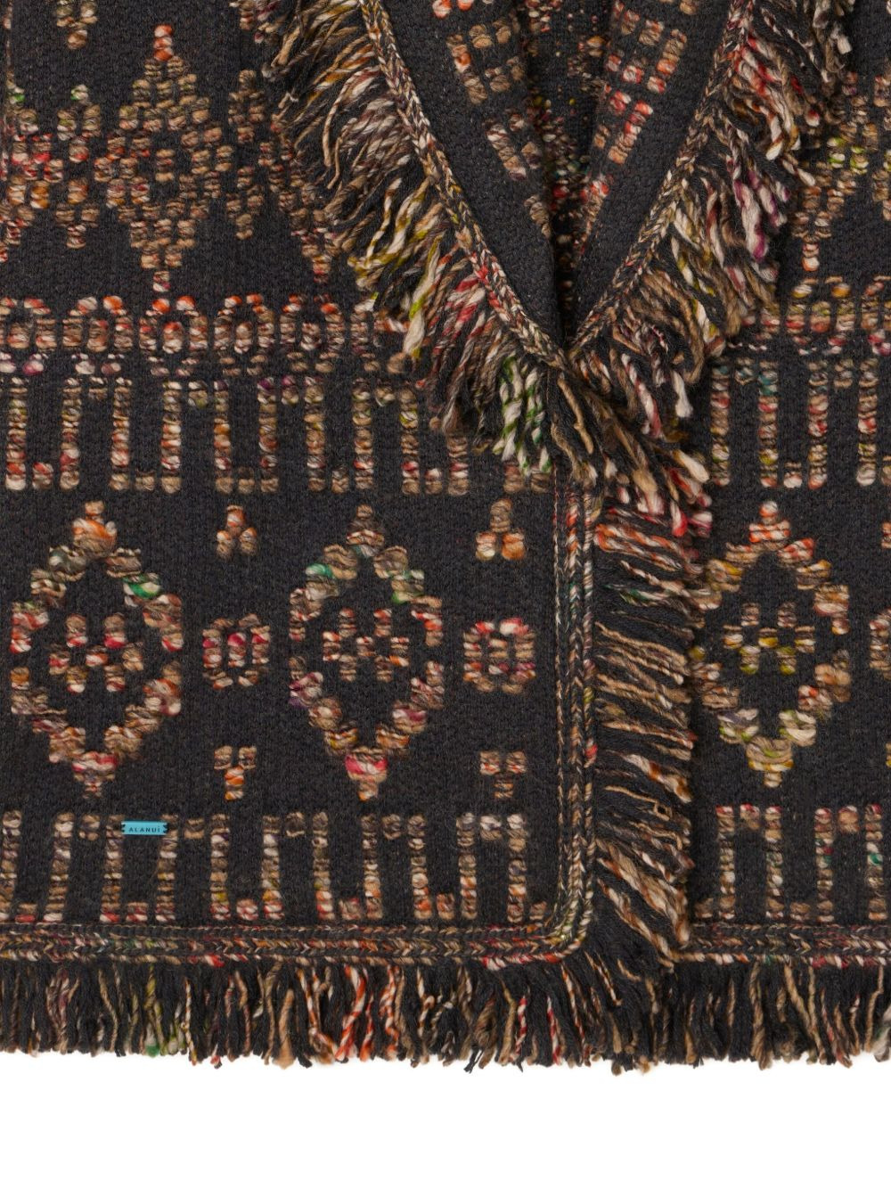 patterned fringed cardigan - 5