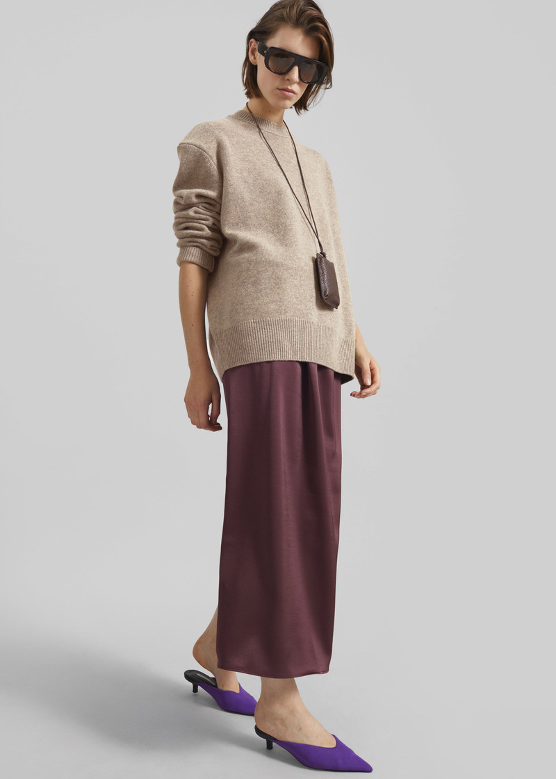 Loray Satin Midi Skirt - Burgundy 5