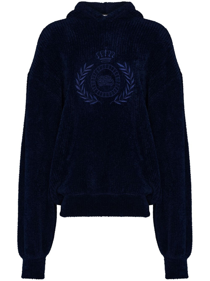 embroidered BB logo fleece hoodie 1