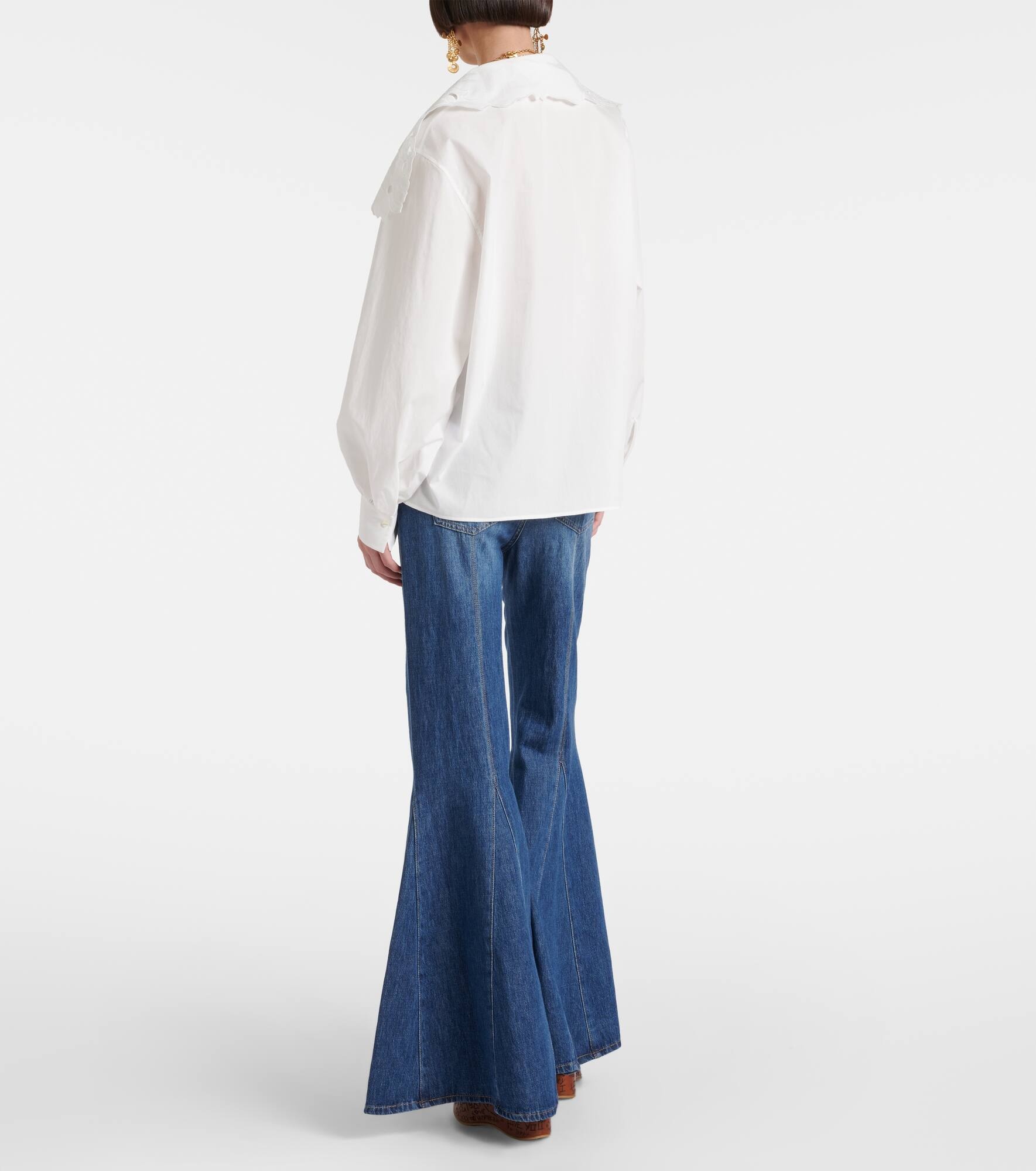 Broderie anglaise cotton poplin blouse - 3