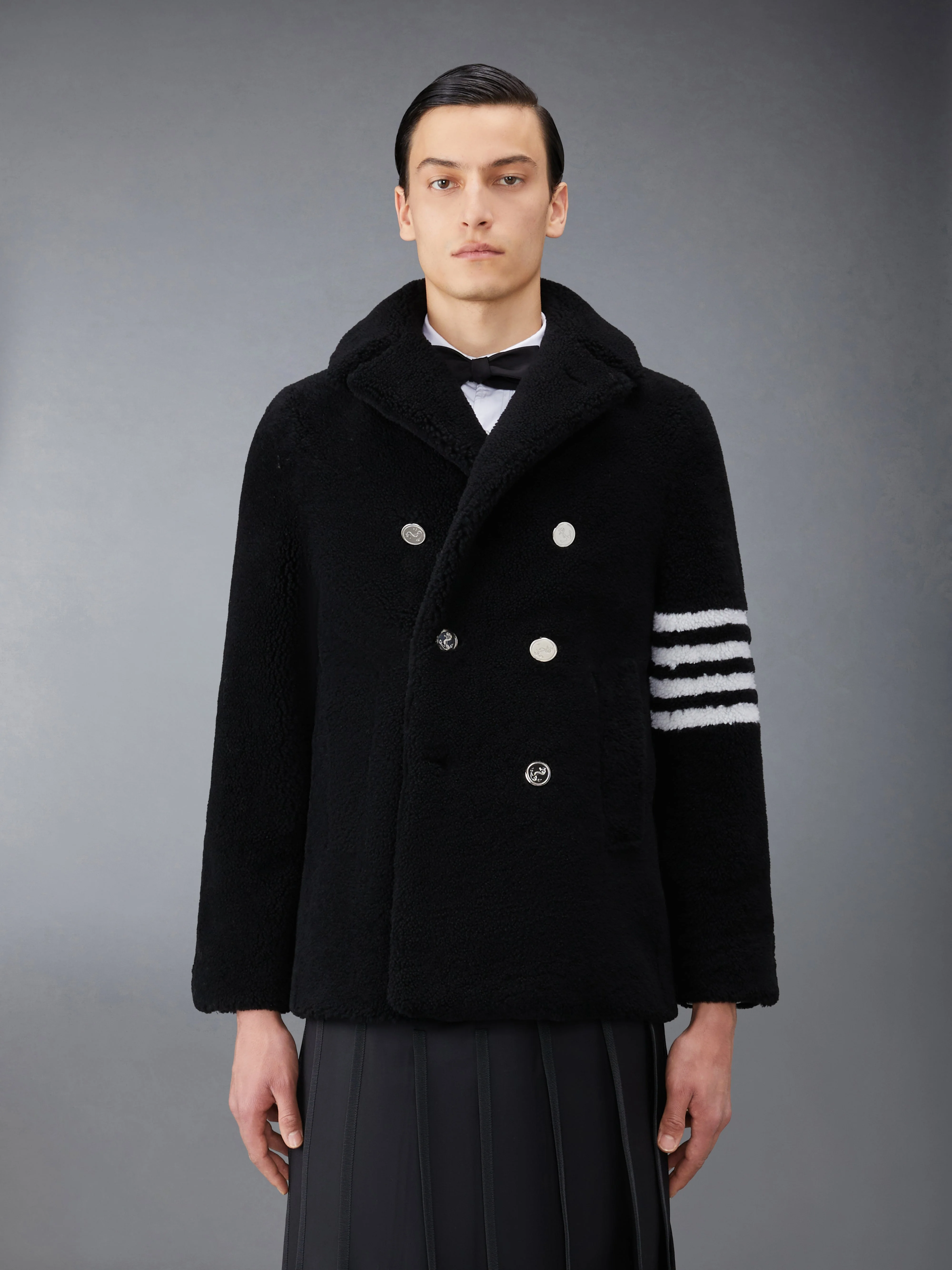 Shearling 4-Bar Peacoat - 1