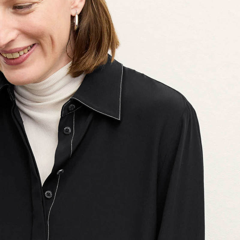 Mira Anywhere Shirt - Washable Silk Top Stitch 3