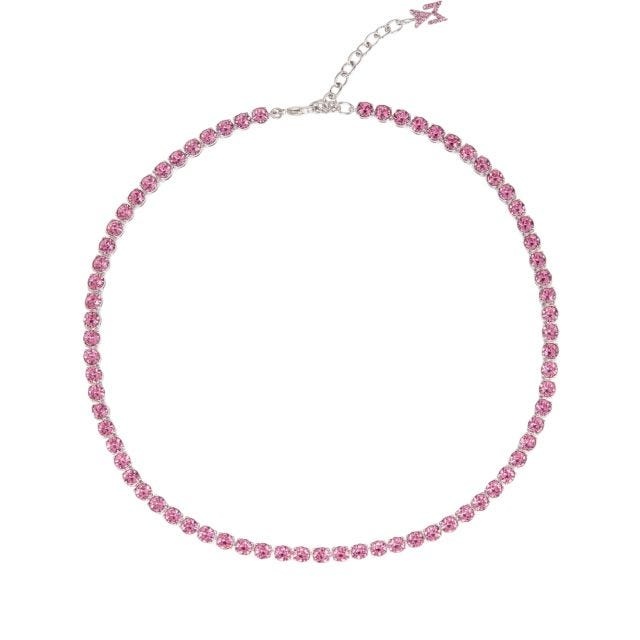 Tennis necklace with pink crystals - 1