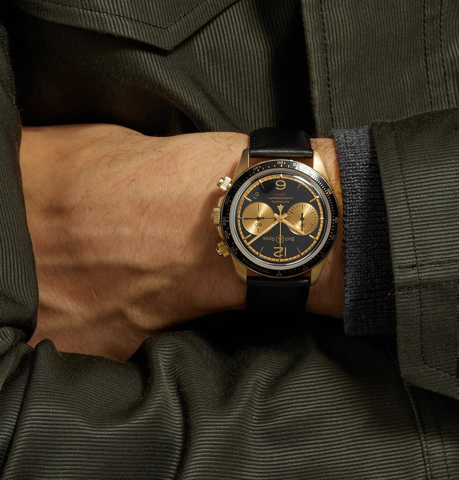 BR V2-94 Bellytanker Limited Edition Automatic Chronograph 41mm Bronze and Leather Watch - 2