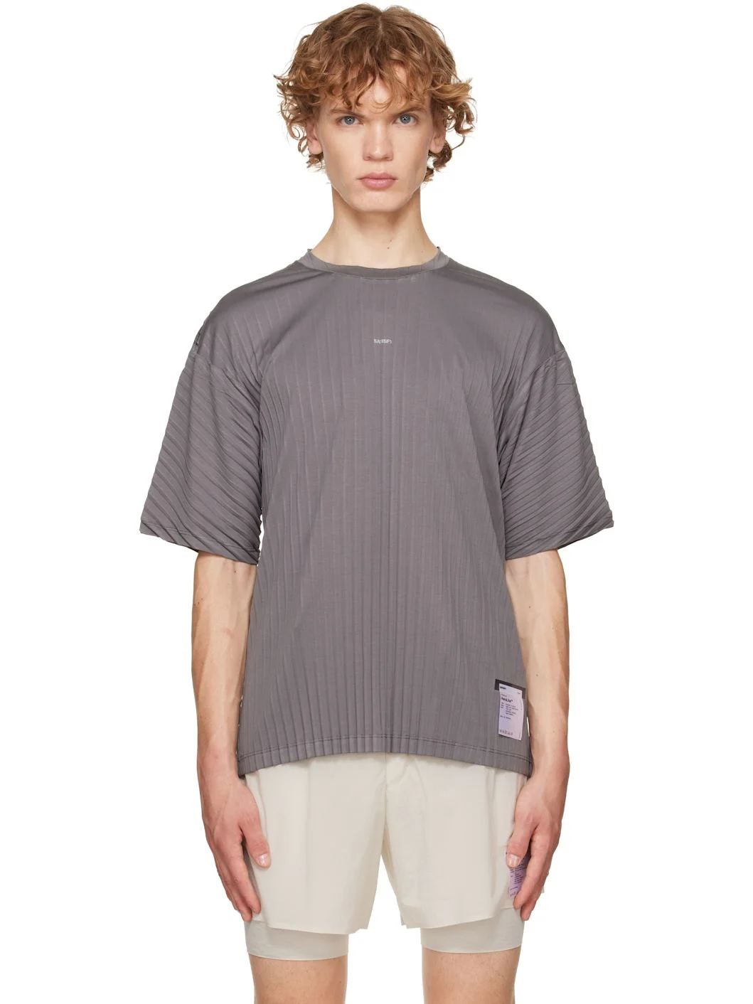 Gray AuraLite Pleated Running T‑shirt - 1