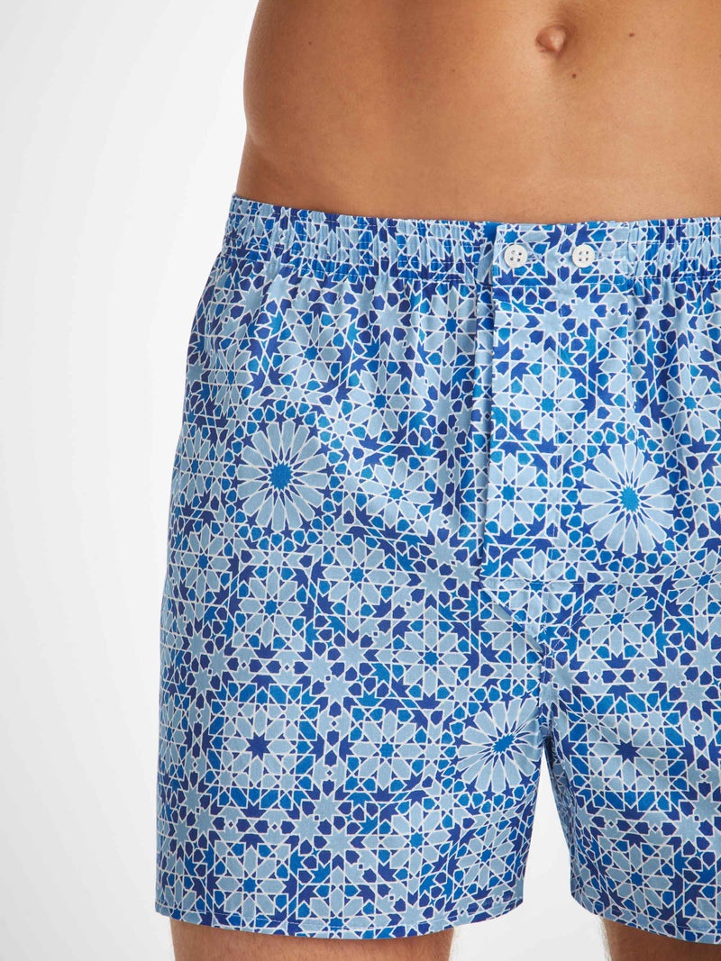 Men's Classic Fit Boxers Ledbury 69 Cotton Batiste Blue - 5