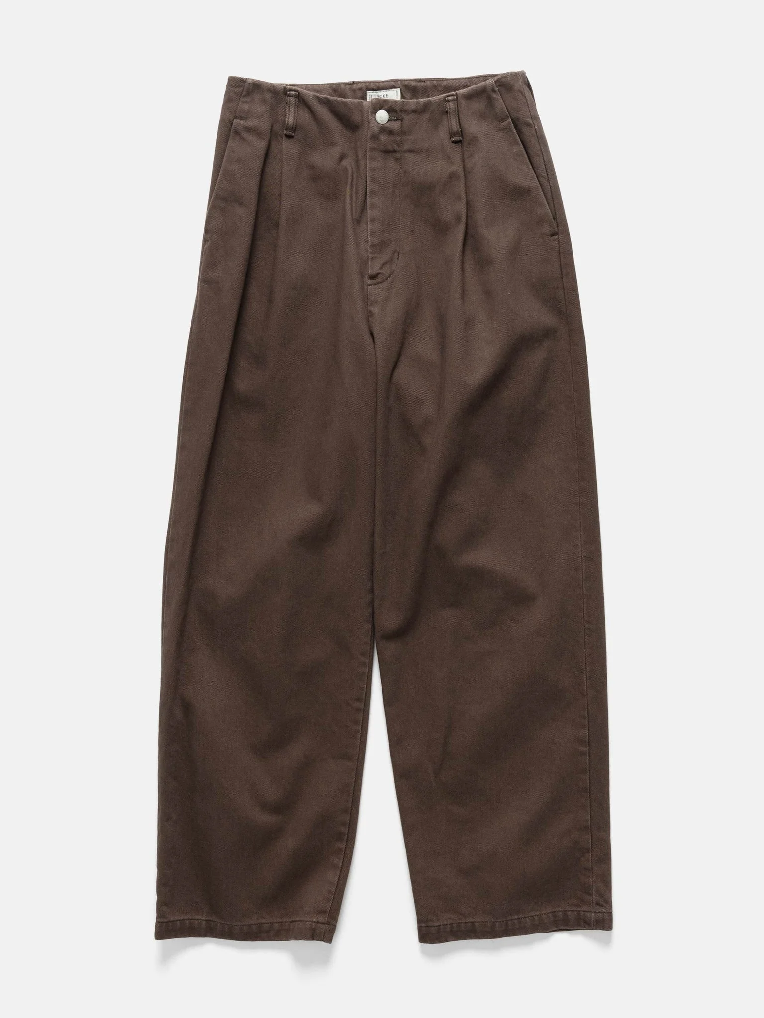1Pleated Wide Tapered Trousers Brown - 1