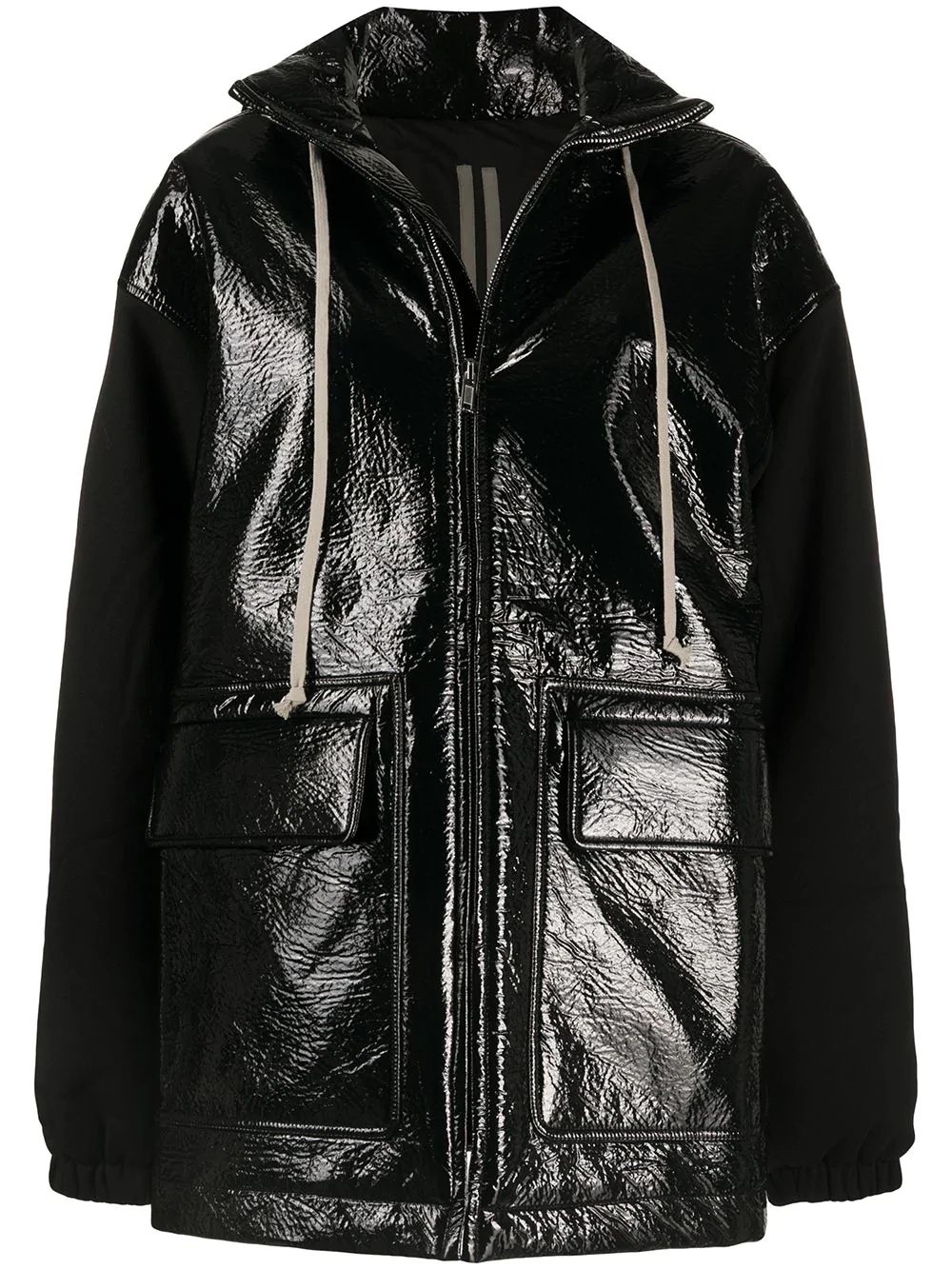 high-shine hooded zip-up jacket - 1