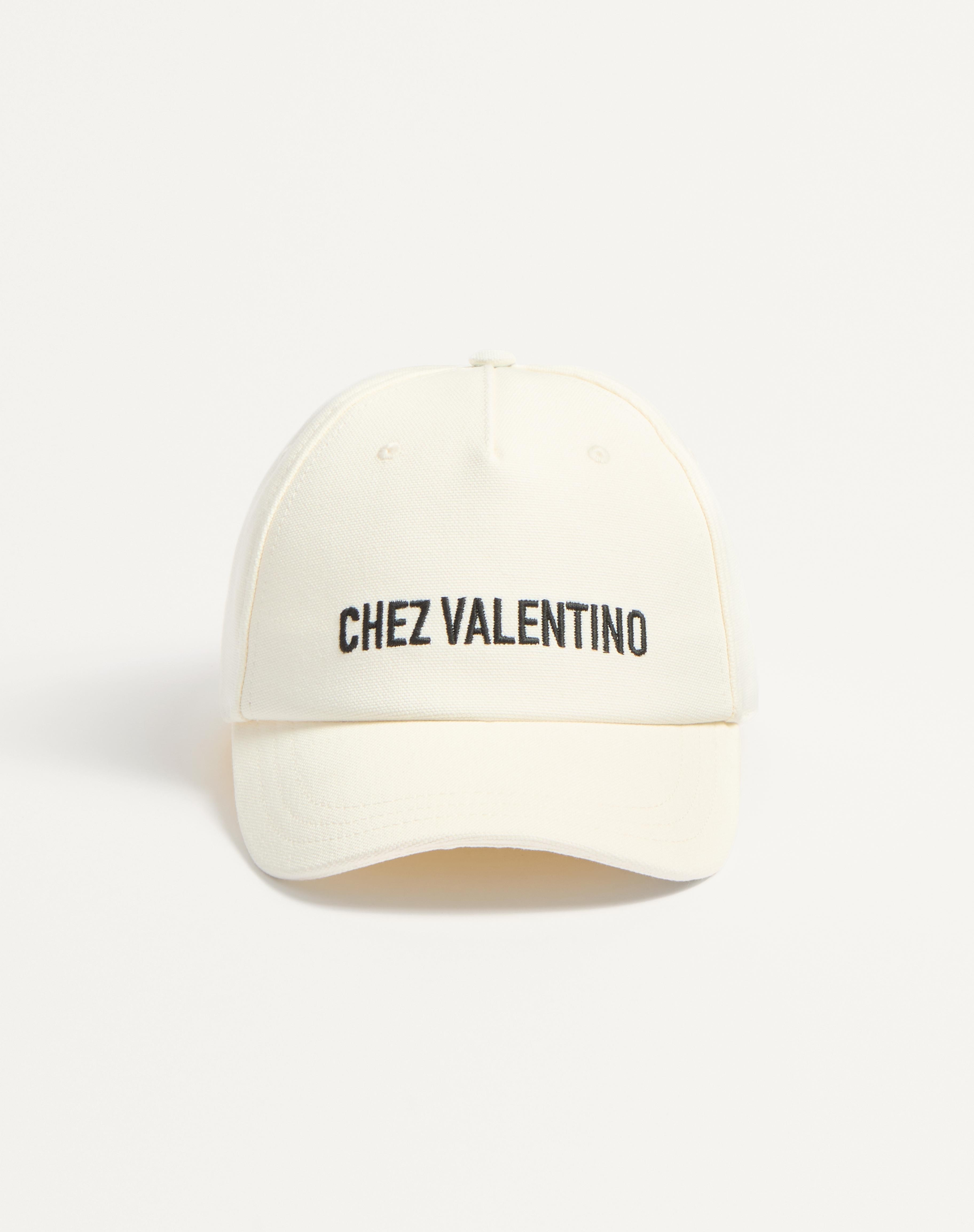 CHEZ VALENTINO COTTON BASEBALL CAP WITH EMBROIDERY - 1
