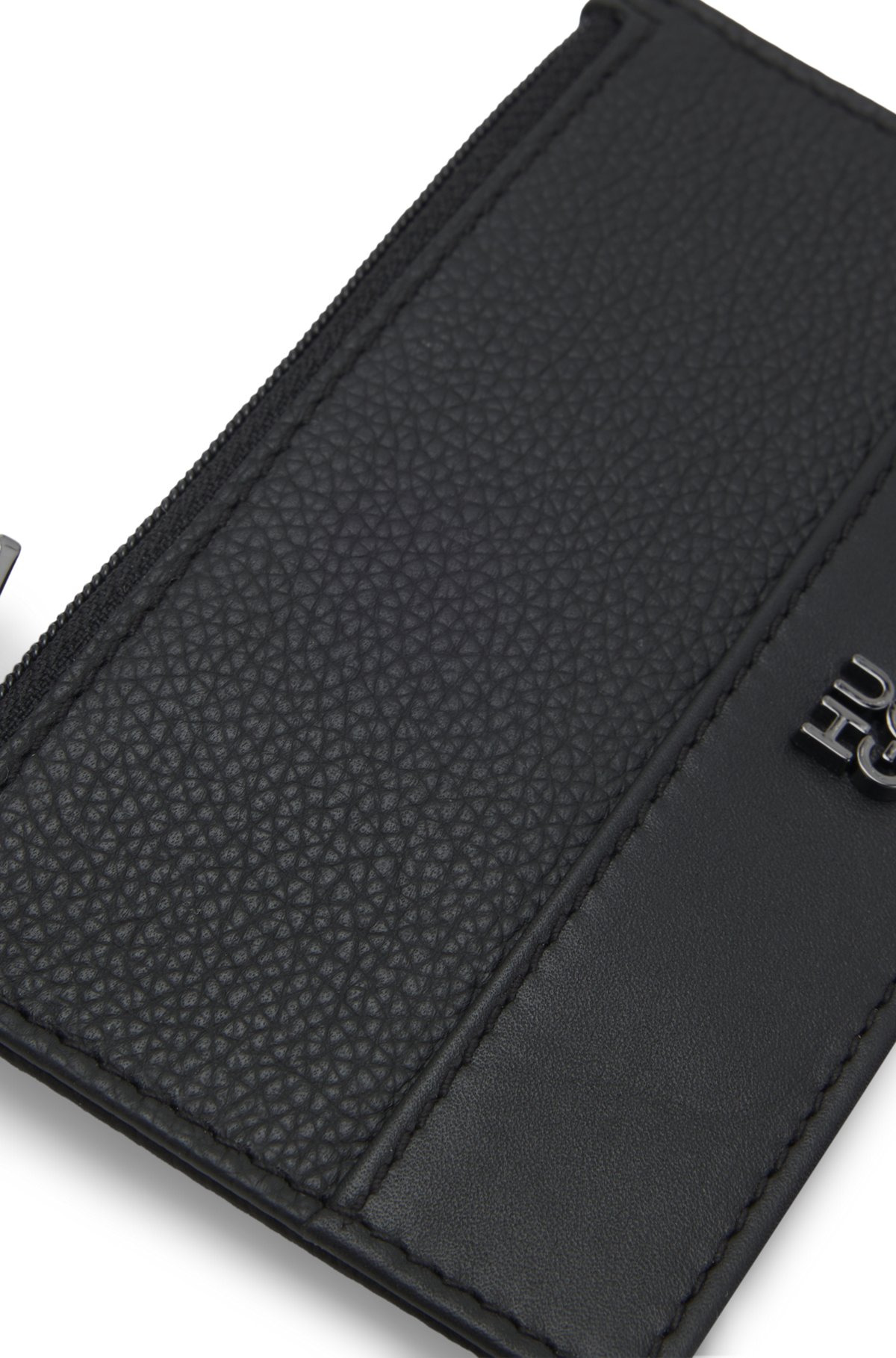 LEATHER CARD HOLDER WITH STACKED-LOGO TRIM - 3
