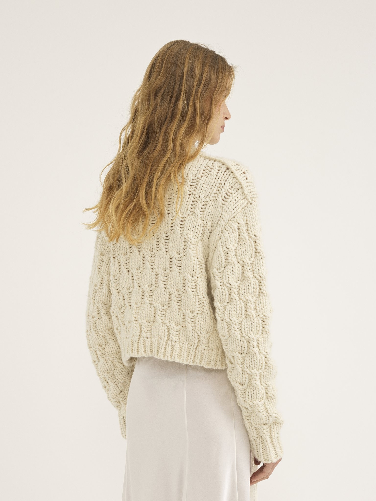 CROPPED INTARSIA KNITTED SWEATER IN WOOL BLEND - 5