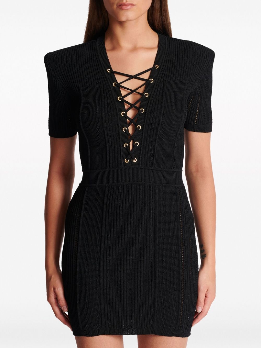 V-neck zip-up dress - 5