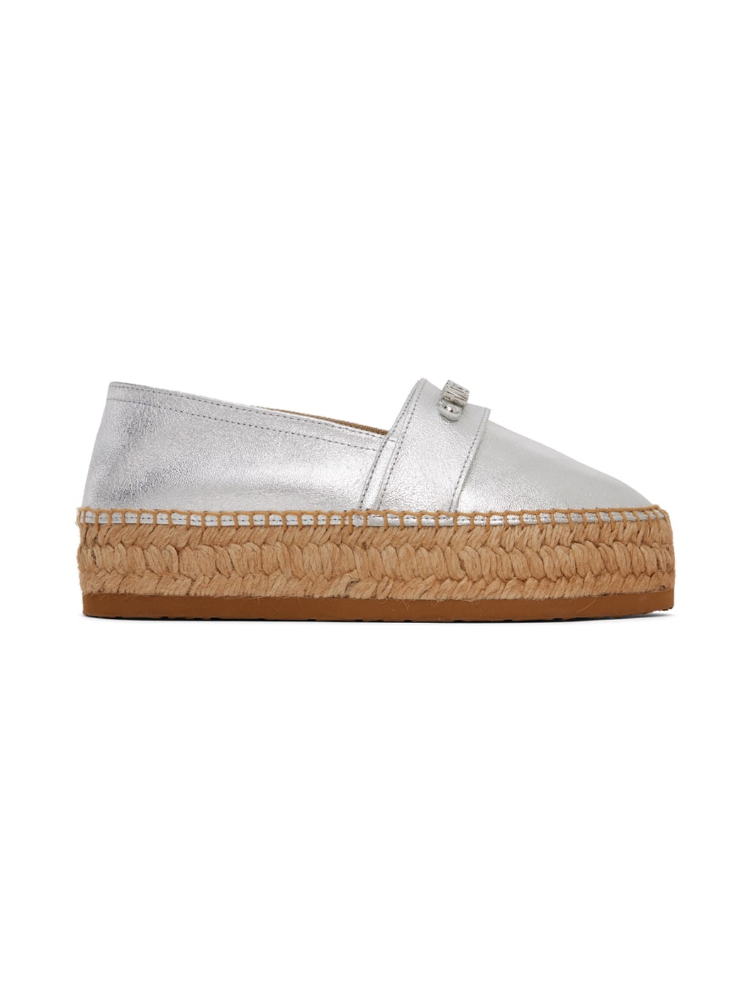 Silver Mini Lettering Laminated Espadrilles - 1