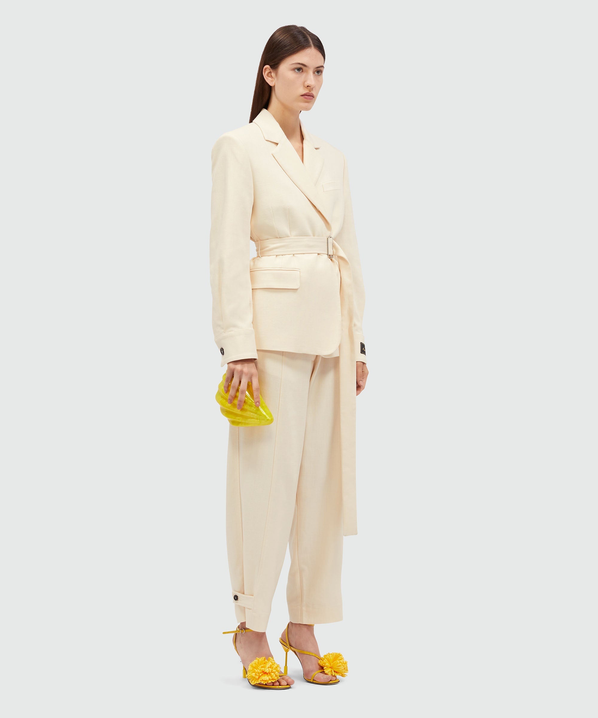 Ivory flamed viscose canvas trousers - 4