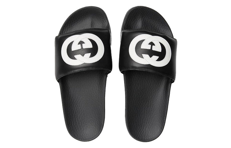 (WMNS) Gucci Interlock Double g Soft Sole Cozy Flat Heel Fashion Black Sandals 645770-0R0F0-1071 - 4