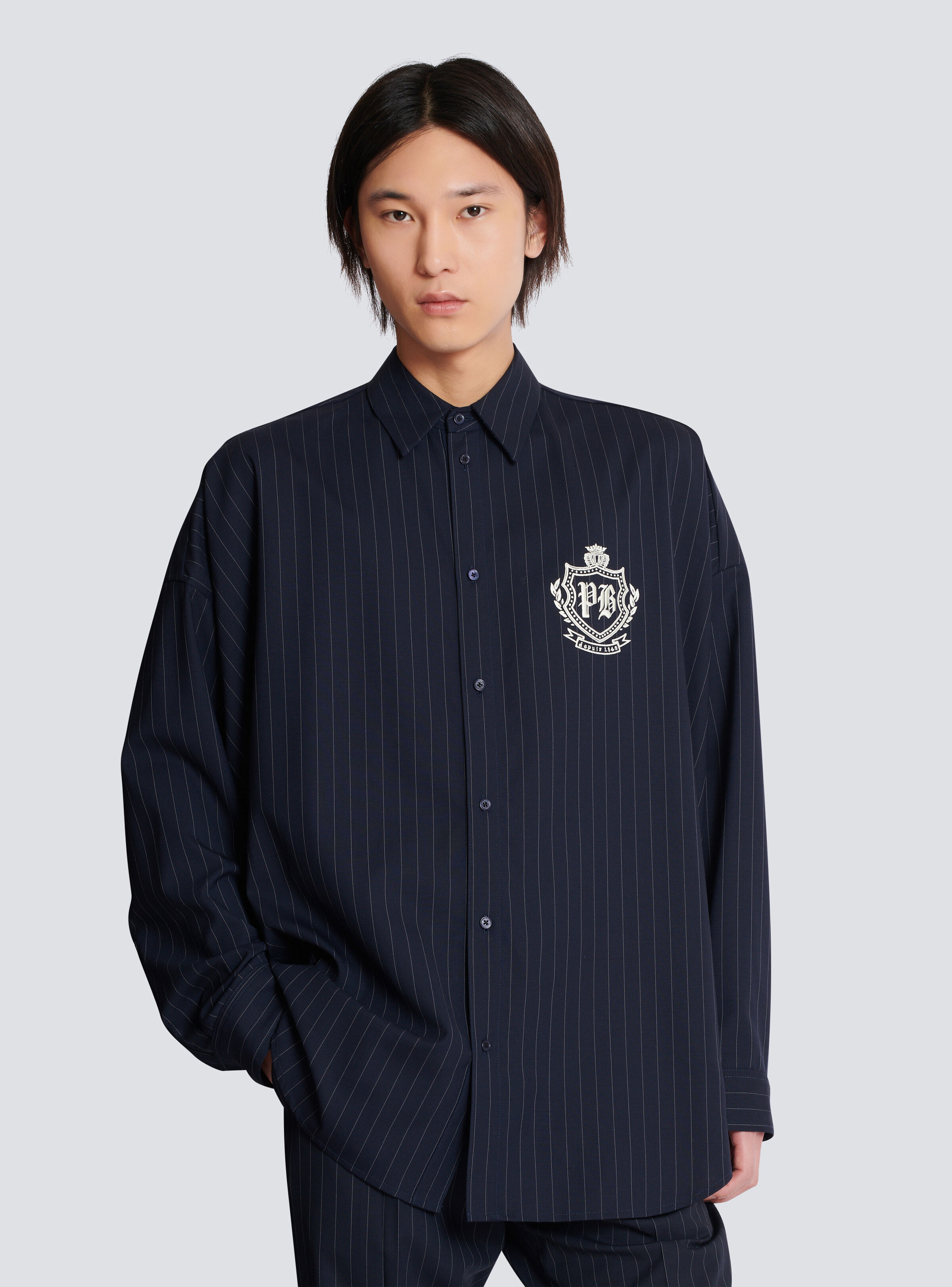 Striped wool College Emblem shirt - 7
