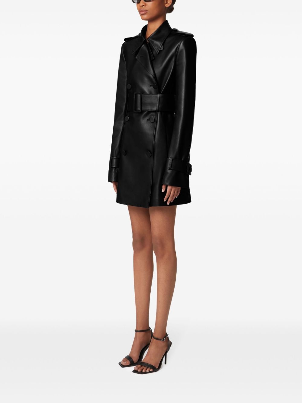 Halter leather trench coat - 3