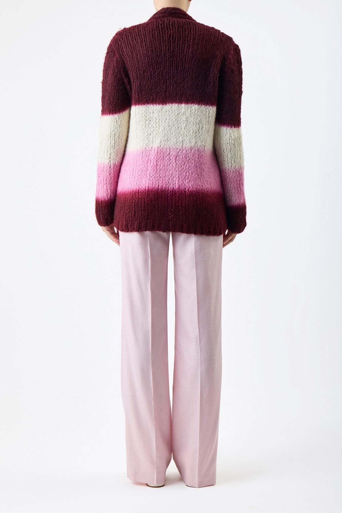 Amelia Dip Dye Cardigan in Bordeaux Multi Welfat Cashmere - 4