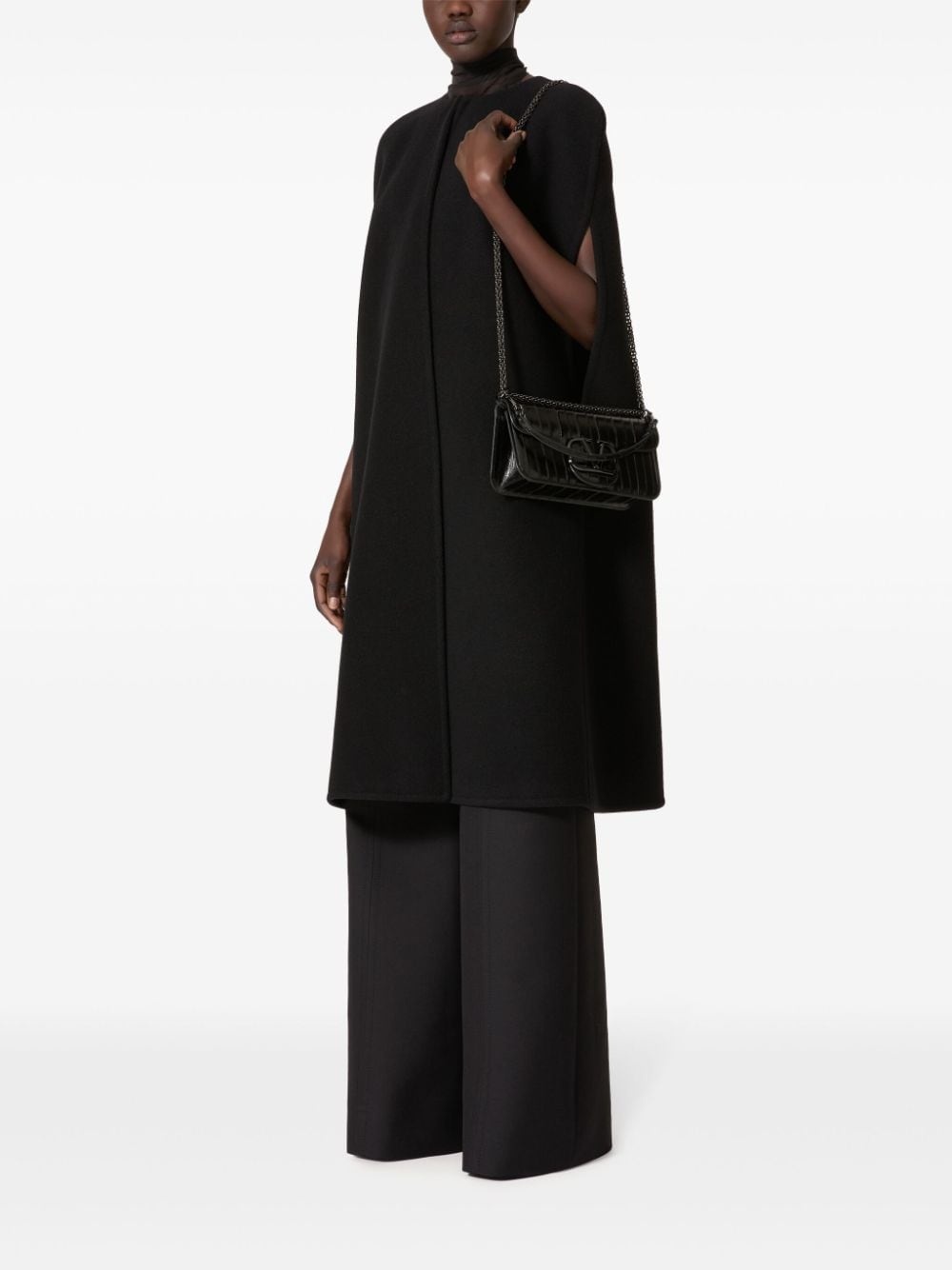 crew-neck cape coat - 2