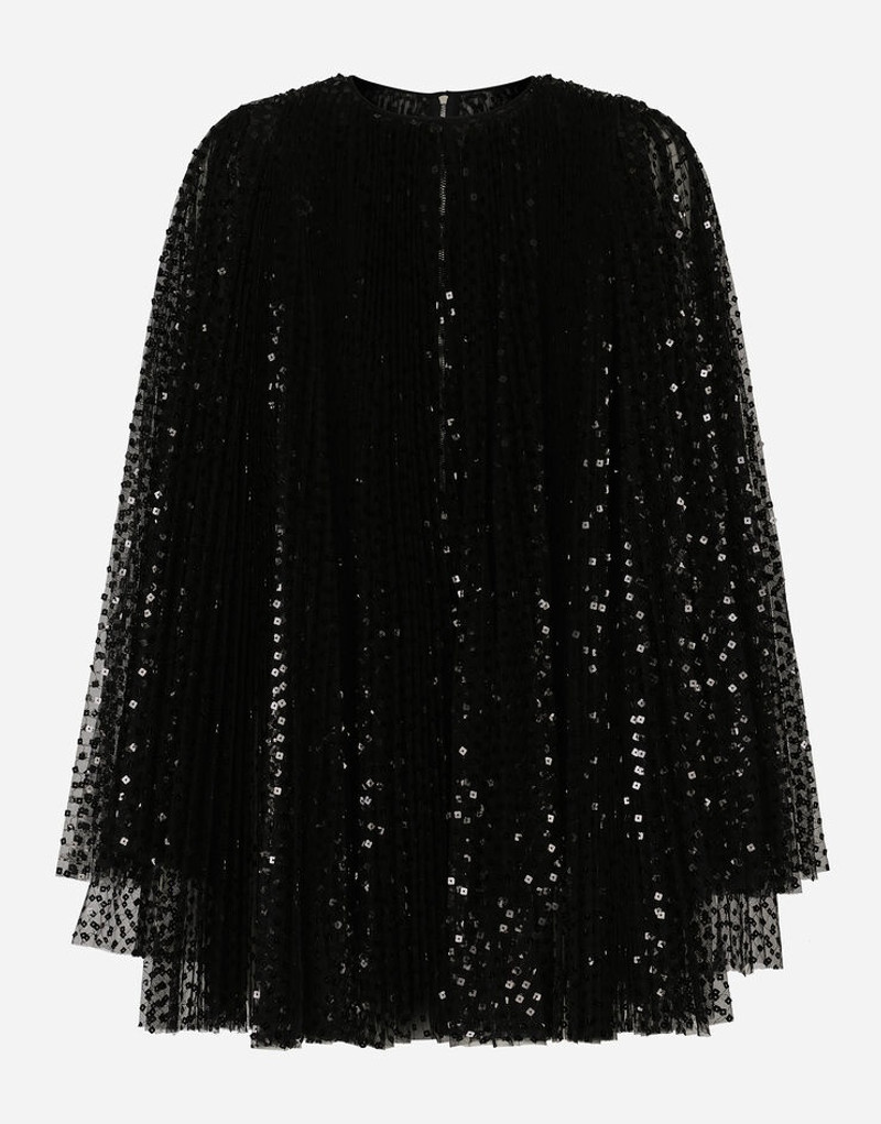 짧은 주름을 잡은 드레스 전체 sequined sleeves 1