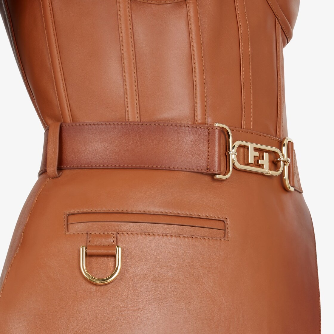 Shaded effect tan leather bustier - 3