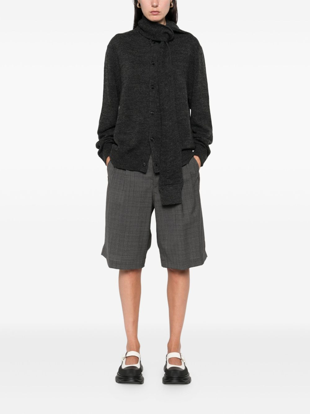 buttoned tie-neck cardigan - 2