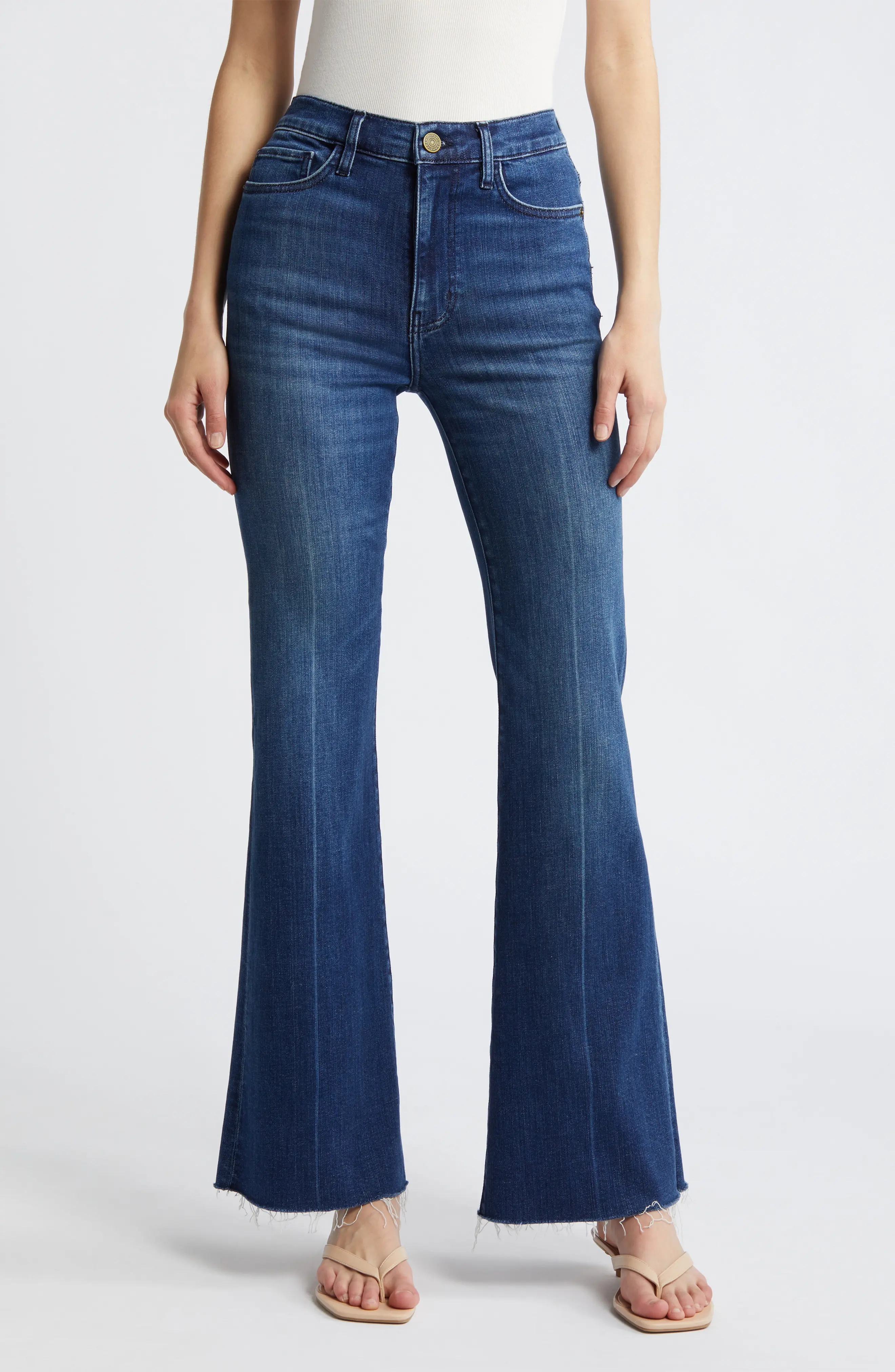 Le Easy Flare Raw Hem Jeans - 1