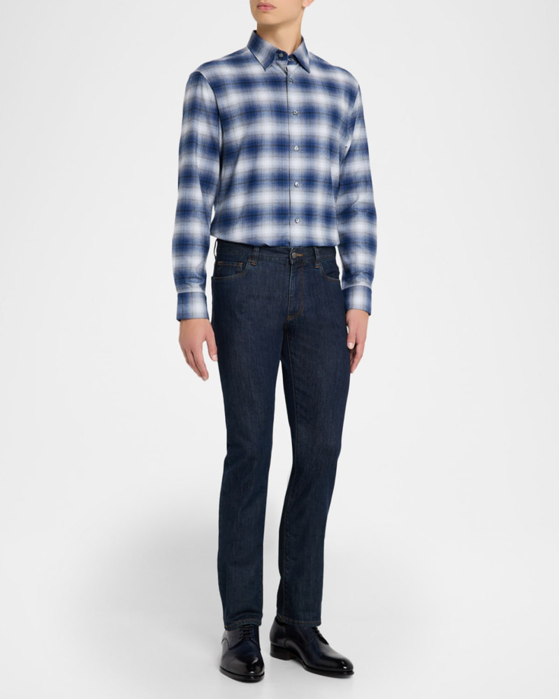 Brioni Men's Cotton Flannel Check Sport Shirt outlook
