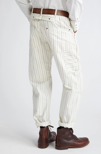 RRL by Ralph Lauren Moore Pinstripe Herringbone Carpenter Pants in Off White/Black outlook