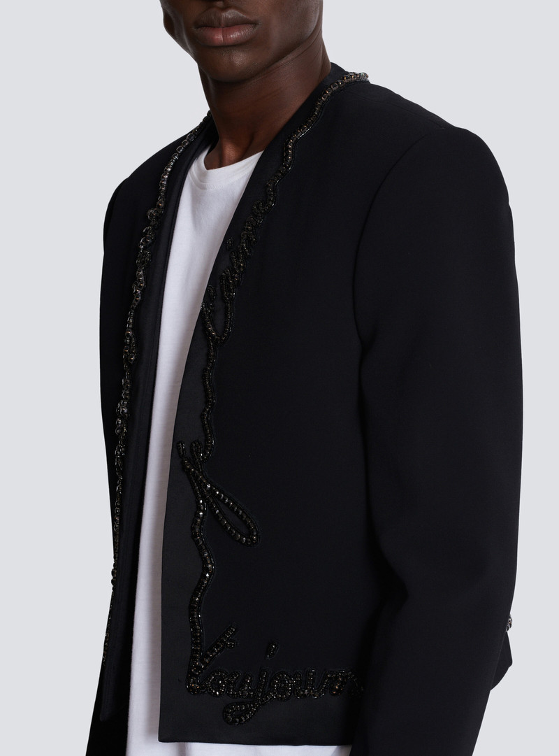 Cropped crepe jacket with "Love Letter" embroidery 8