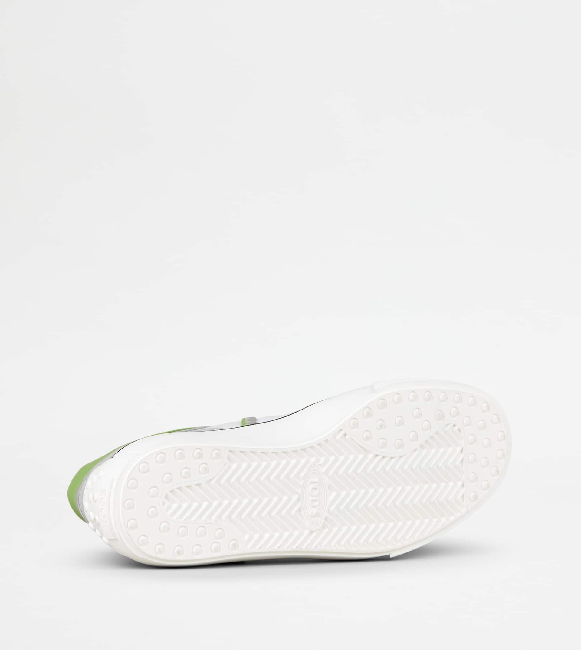 SNEAKERS IN LEATHER - GREY, WHITE, GREEN - 4