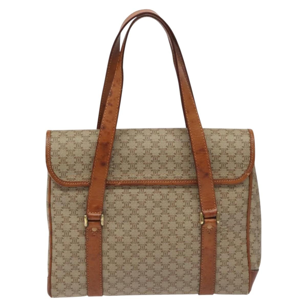 CELINE Macadam Canvas Hand Bag Beige - 3