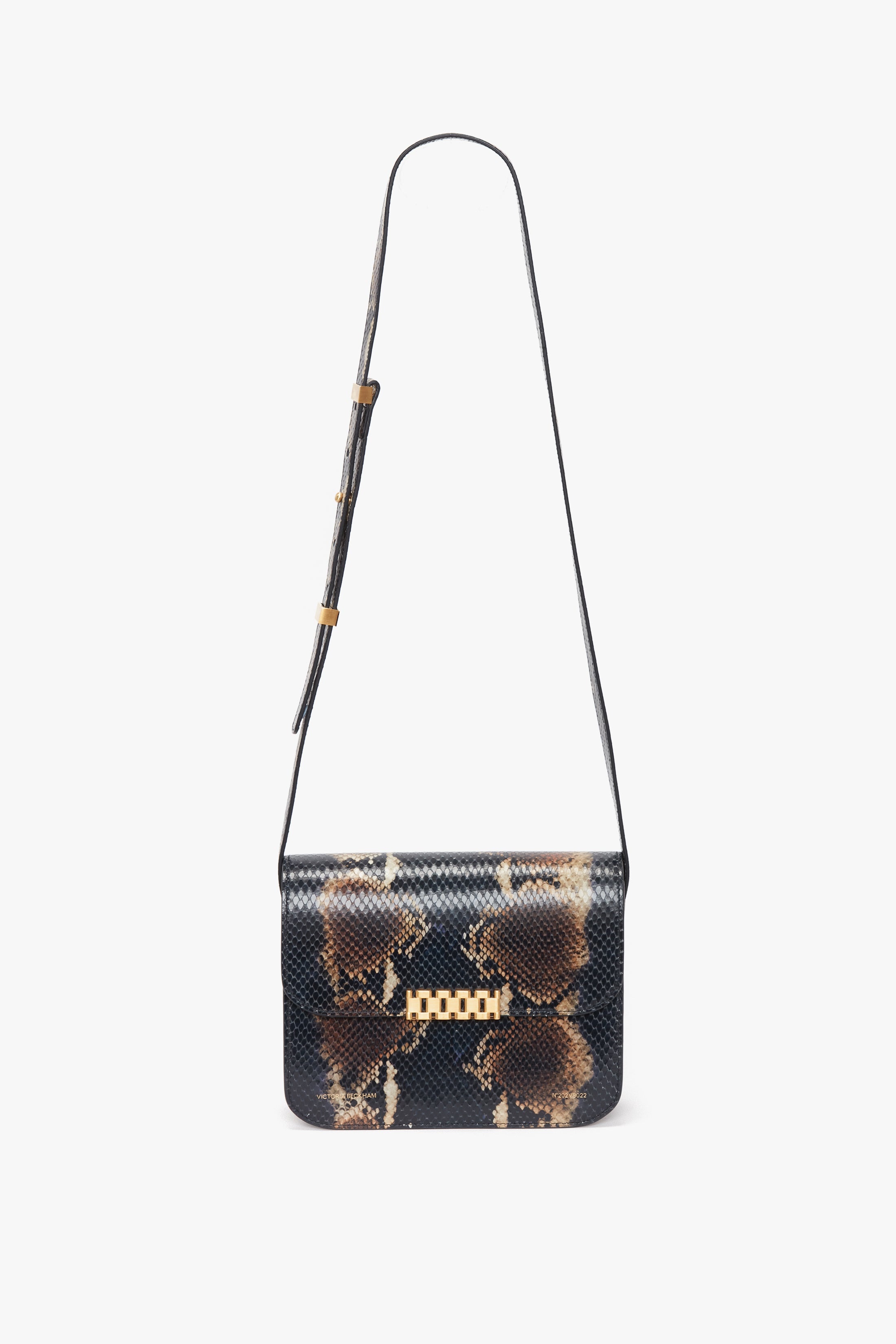 Chain Shoulder Bag In Navy-Brown Leather - 1