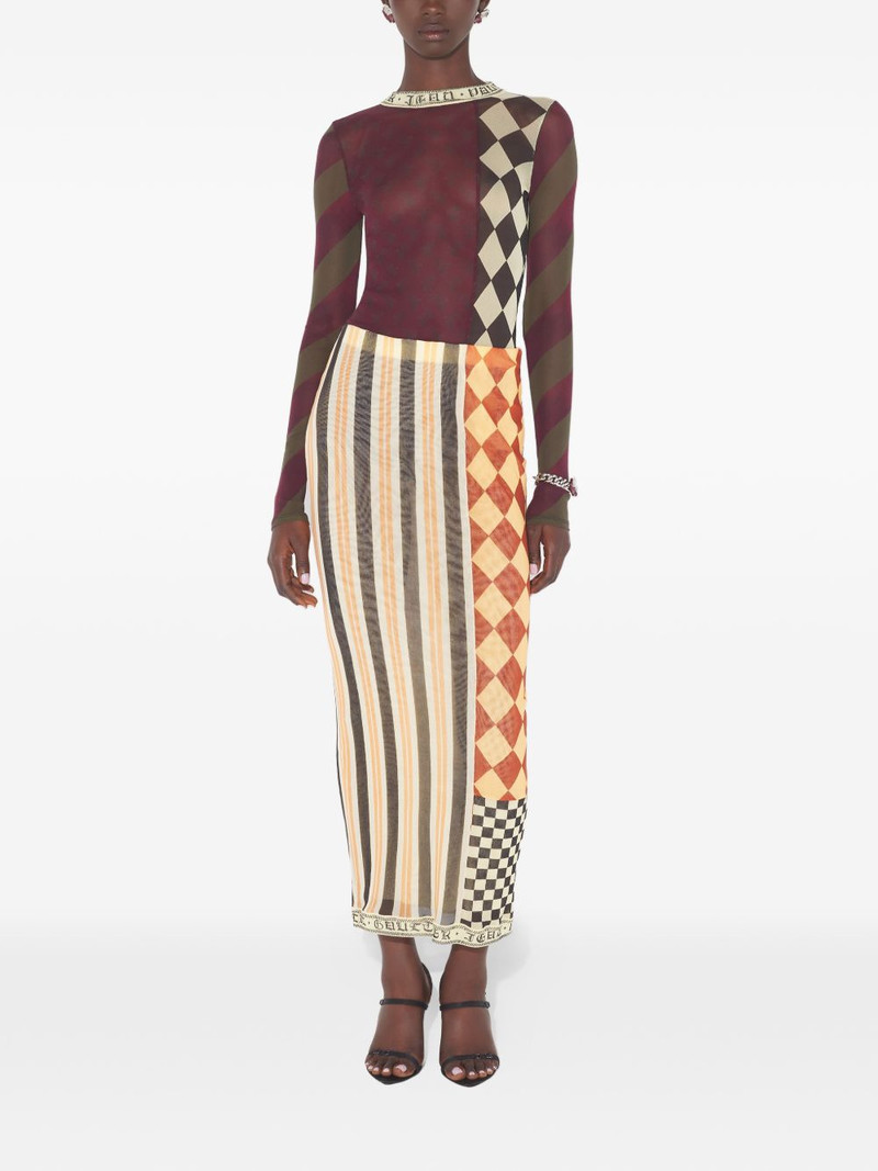 Jean Paul Gaultier patchwork printed maxi skirt outlook