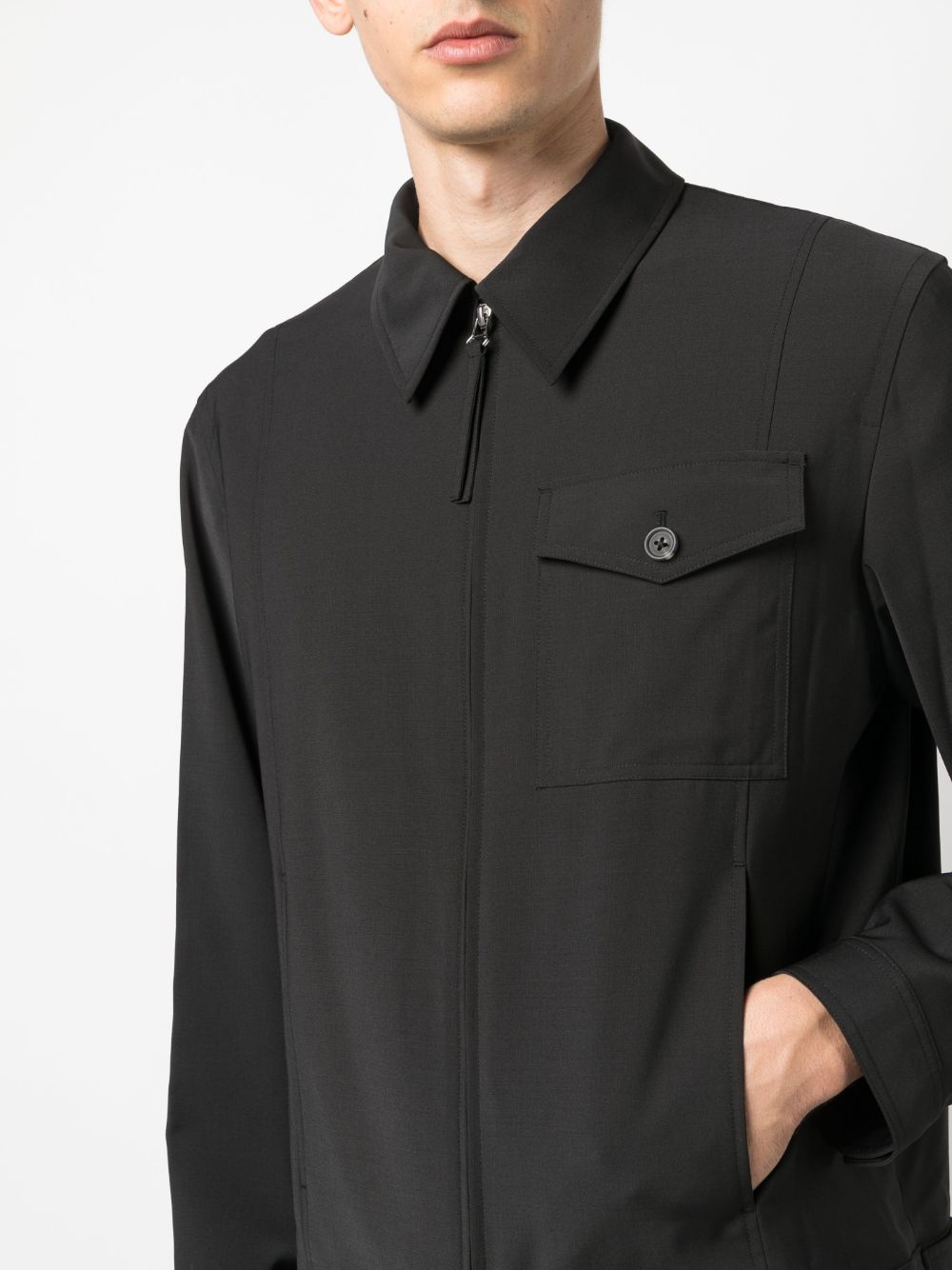 zip-up tailored shirt jacket - 5