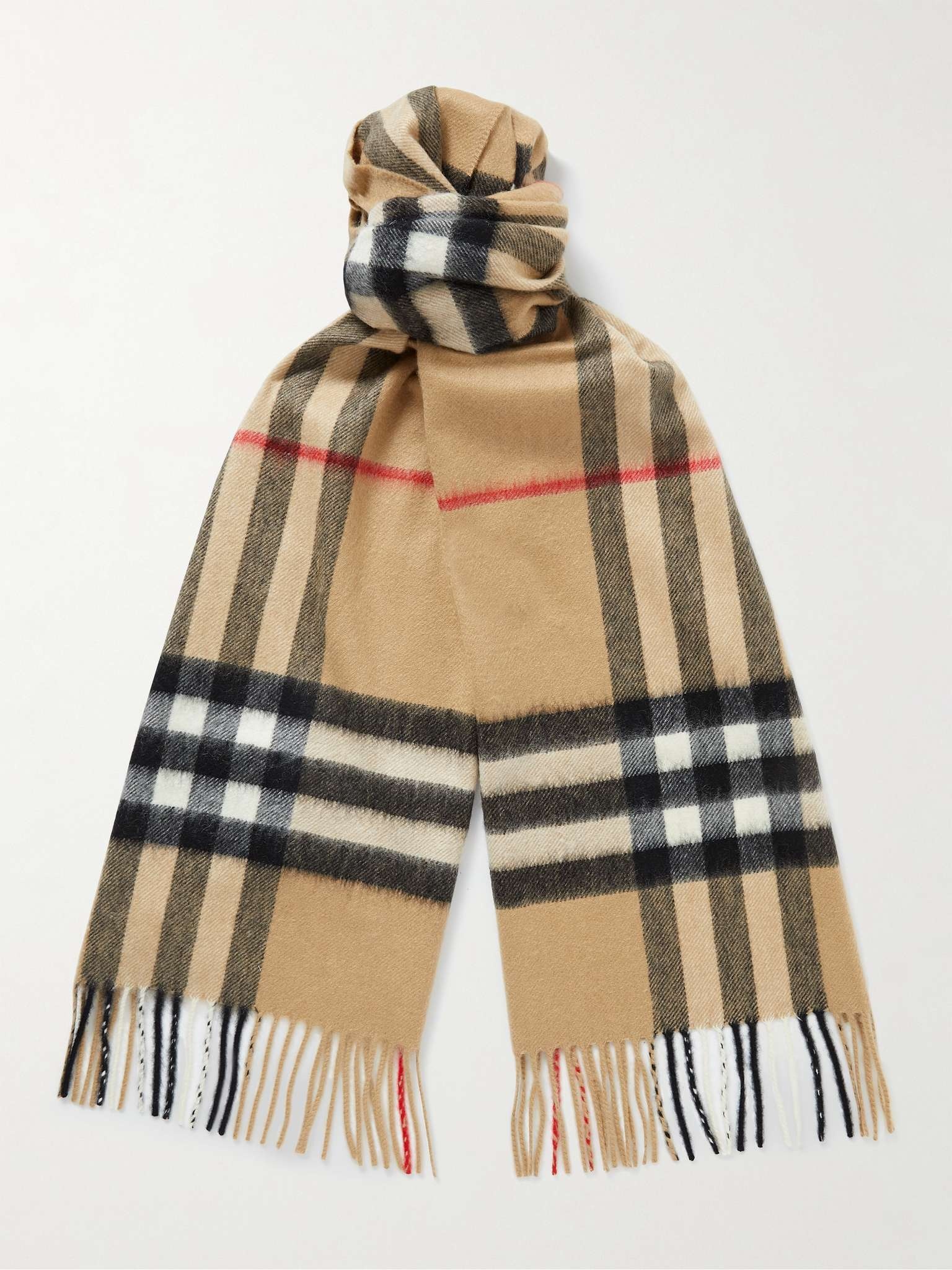 Burberry Fringed Checked Cashmere Scarf | REVERSIBLE