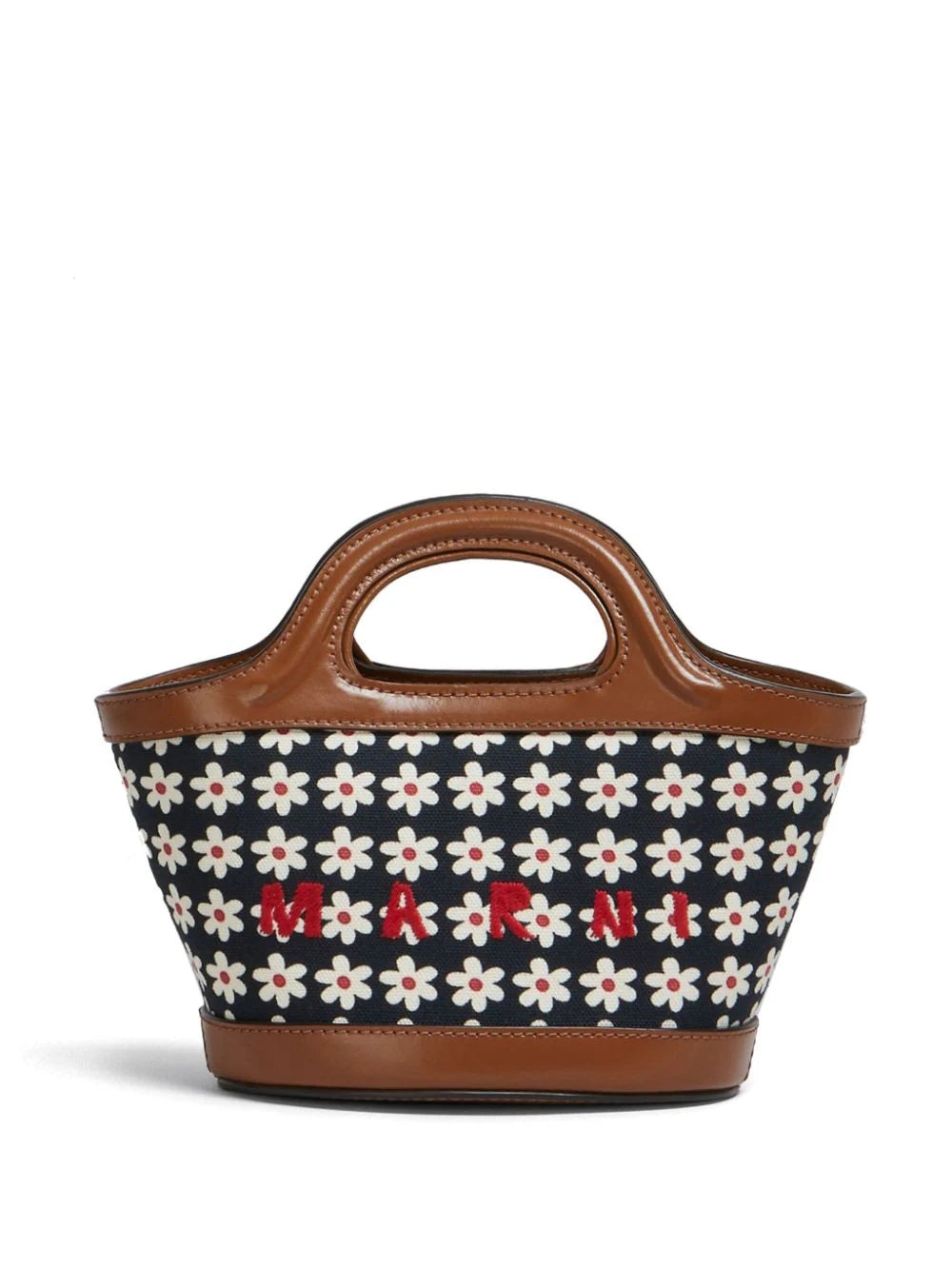 BLACK CANVAS TROPICALIA MICRO BAG WITH DAISY PRINT (RED/WHITE/BLACK) - 1